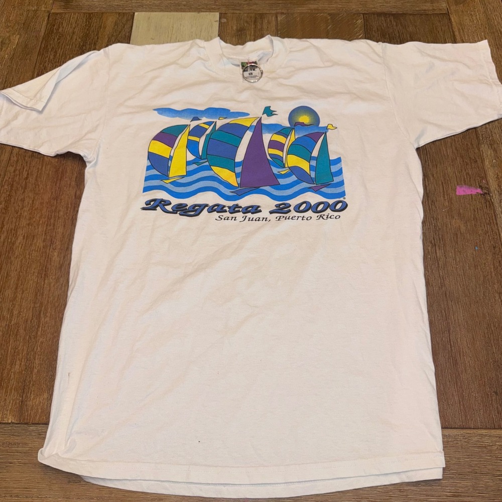 Fruit of the Loom Regata 2000 T-Shirt Mens XL White Good San Juan Puerto Rico